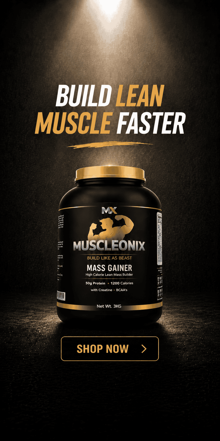 Muscleonix mass gainer supplement for building lean muscle fast.